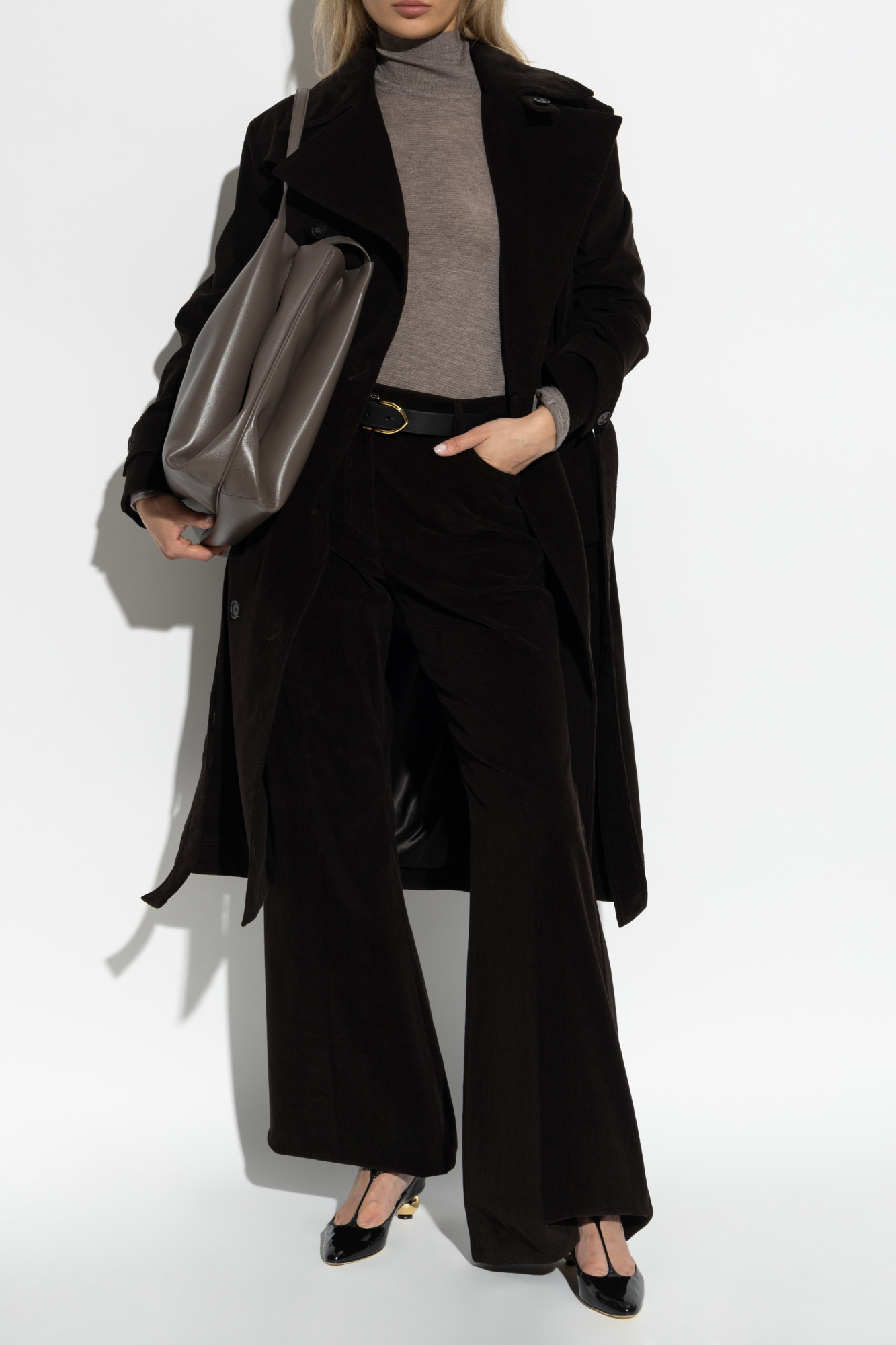 パンツ SALVATORE FERRAGAMO DARK BROWN CORDUROY FLARED PANT Cotton corduroy flared pants in brown - Ferragamo | Mytheresa